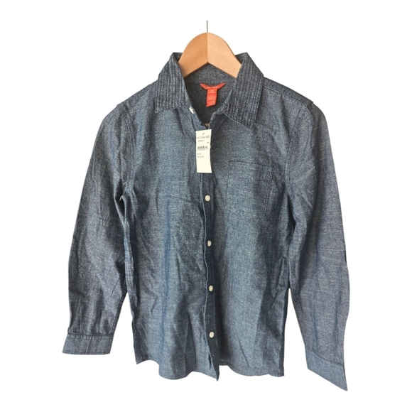 Joe Fresh Denim Shirt Boys Sz XL Blue Button Up Long Sleeve Collared New - Picture 1 of 12